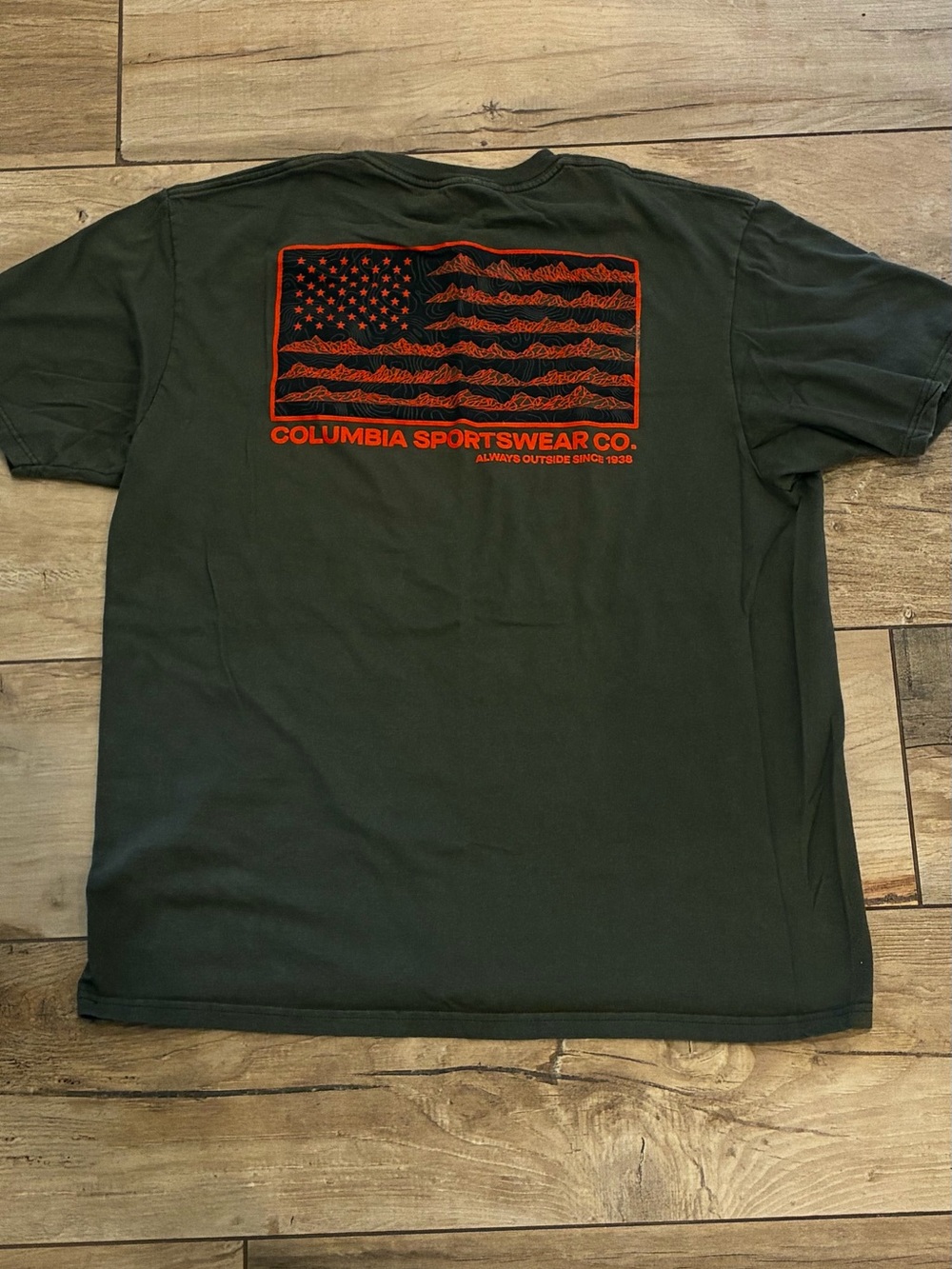 Men's Columbia Olive Green crewneck Flag Graphic T-Shirt